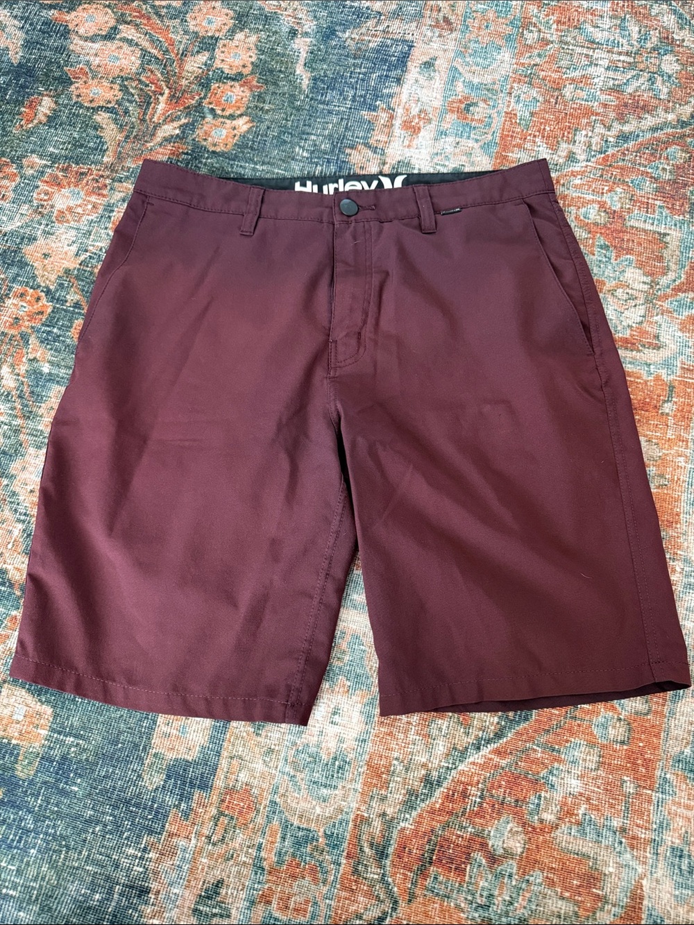 Hurley Men's Maroon Flat Front Shorts